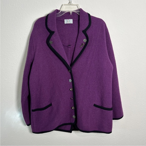 M and O Germany Sweaters - Vintage 100% Pure Wool Cardigan Made In Germany Women’s Size 14 Purple M & O